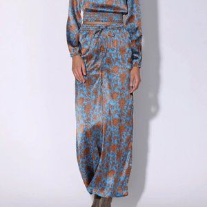 Walter Baker Blue and Brown Floral Wide Leg Pants